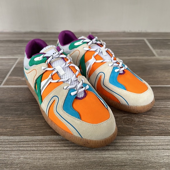 Ganni Retro Colorblock Low-Top Sneakers 39 US 8.5 NIB Orange Blue - Picture 3 of 13